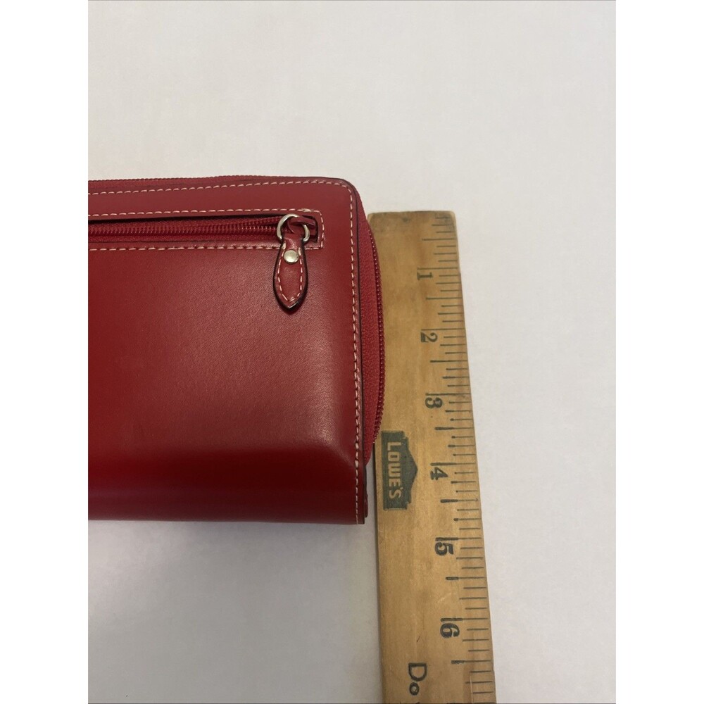 LODIS Women's Premier Leather Audrey Trifold Clutch Wallet Red - Picture 8 of 12